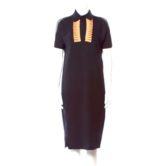Marie Saint Pierre ruffle mesh details midi length dress black size 0 - Picture 1 of 12